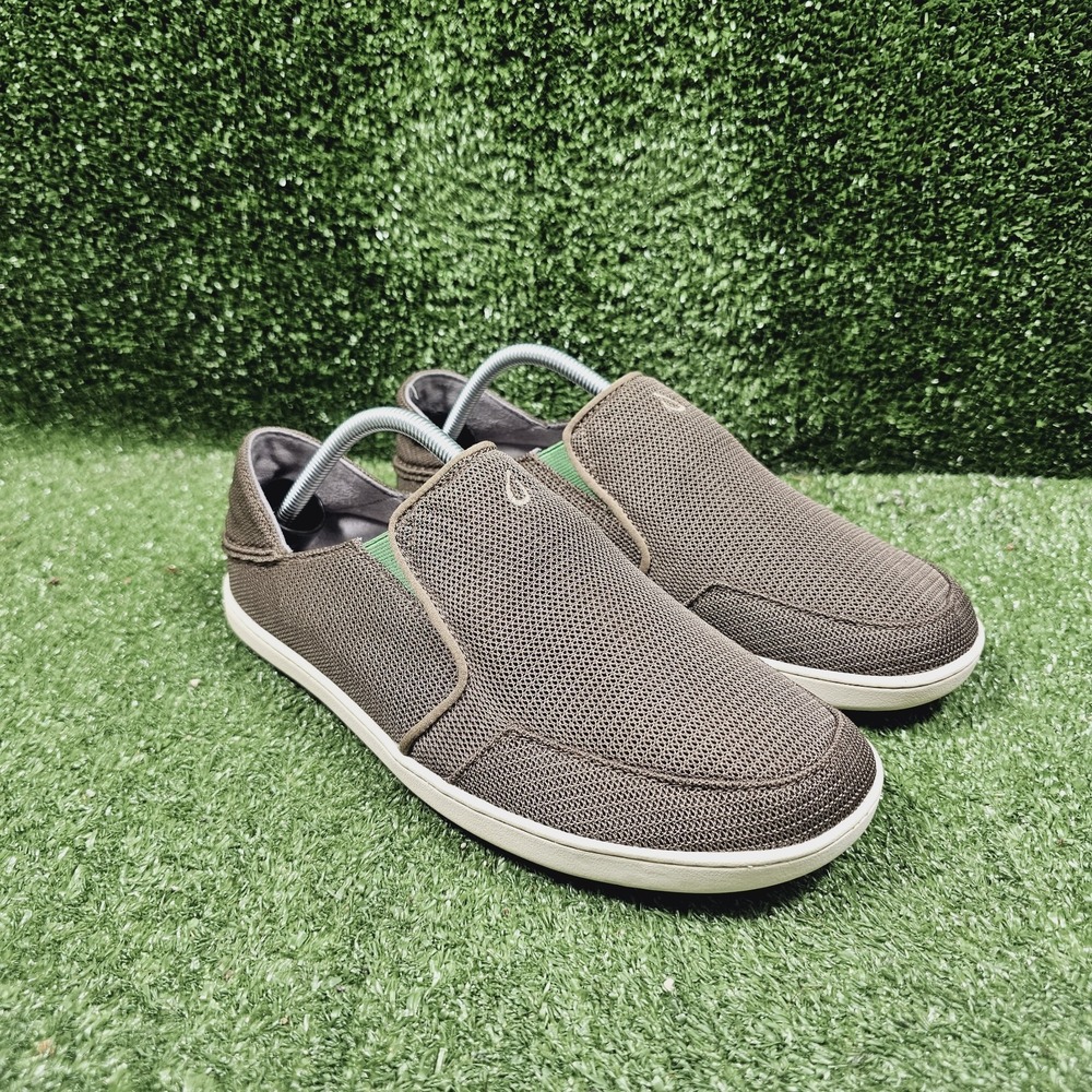 Olukai Nohea Mesh Khaki Green Drop Heel Slip On Casual Sneakers Mens Dize 9.5